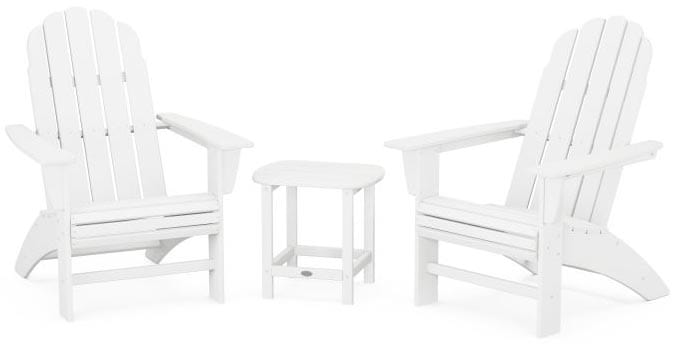 POLYWOOD® Vineyard 3-Piece Curveback Adirondack Set with South Beach 18" Side Table - PWS701-1 Adirondack Chair POLYWOOD®