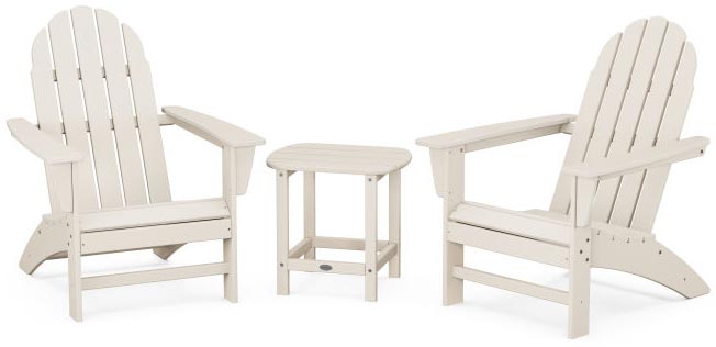 POLYWOOD® Vineyard 3-Piece Adirondack Set with South Beach 18&quot; Side Table - PWS696-1