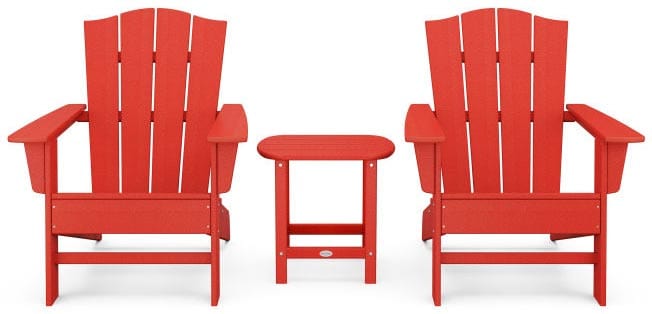 POLYWOOD® Wave 3-Piece Adirondack Chair Set with The Crest Chairs - PWS588-1 Adirondack Chair POLYWOOD®