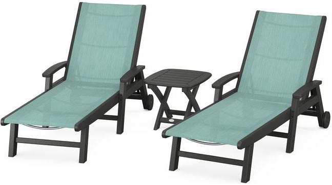 POLYWOOD® Coastal 3-Piece Wheeled Chaise Set - PWS423-1