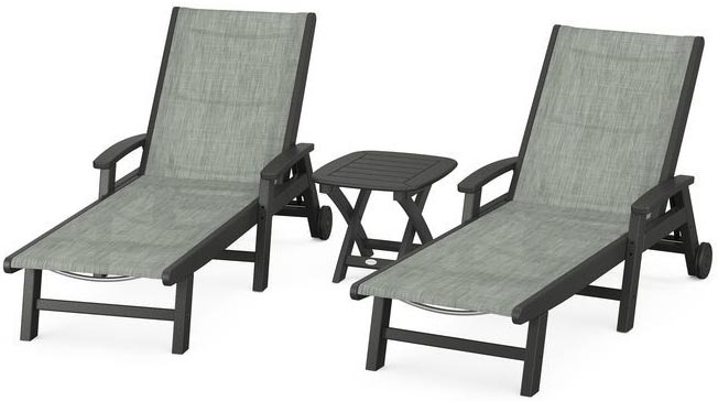 POLYWOOD® Coastal 3-Piece Wheeled Chaise Set - PWS423-1