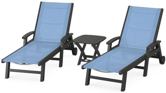 POLYWOOD® Coastal 3-Piece Wheeled Chaise Set - PWS423-1