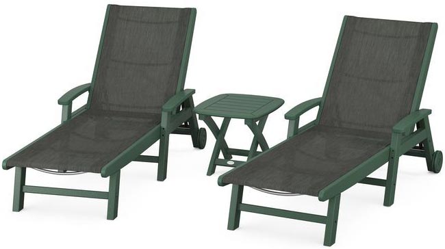 POLYWOOD® Coastal 3-Piece Wheeled Chaise Set - PWS423-1