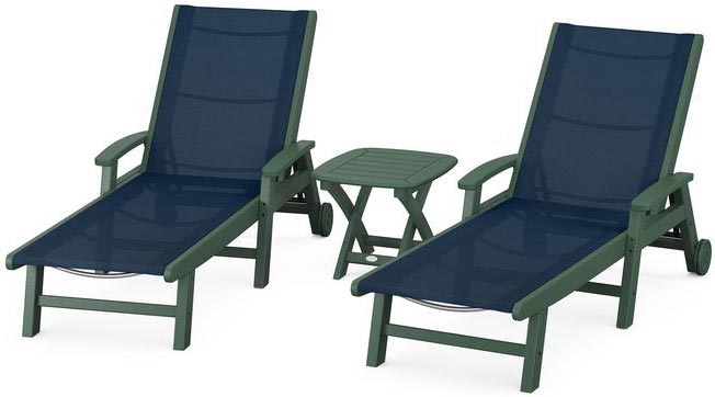 POLYWOOD® Coastal 3-Piece Wheeled Chaise Set - PWS423-1