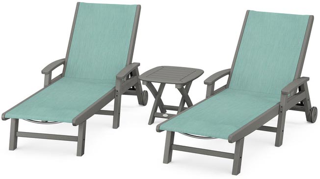 POLYWOOD® Coastal 3-Piece Wheeled Chaise Set - PWS423-1