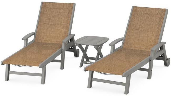 POLYWOOD® Coastal 3-Piece Wheeled Chaise Set - PWS423-1