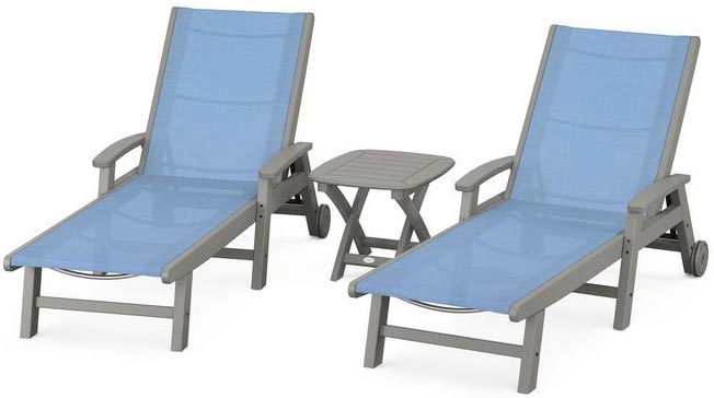 POLYWOOD® Coastal 3-Piece Wheeled Chaise Set - PWS423-1