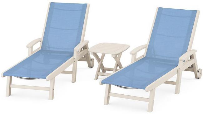 POLYWOOD® Coastal 3-Piece Wheeled Chaise Set - PWS423-1