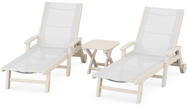 POLYWOOD® - Coastal 3-Piece Wheeled Chaise Set - Sand