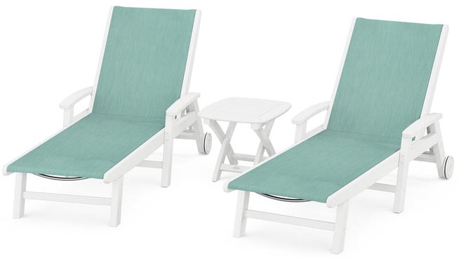 POLYWOOD® Coastal 3-Piece Wheeled Chaise Set - PWS423-1