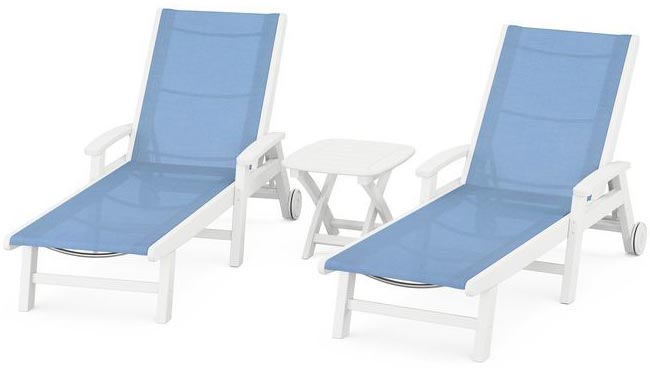 POLYWOOD® Coastal 3-Piece Wheeled Chaise Set - PWS423-1