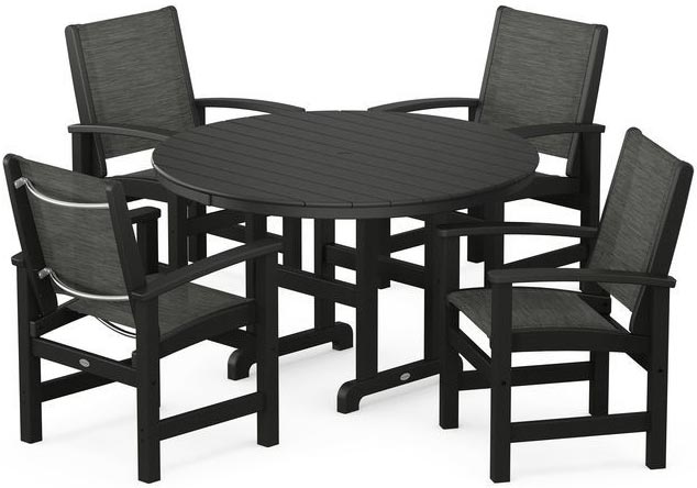 POLYWOOD® Dining Set - Coastal 5-Piece Round Farmhouse - PWS155-1