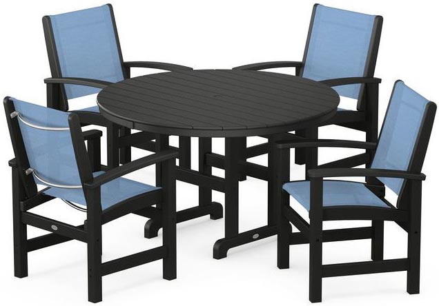 POLYWOOD® Dining Set - Coastal 5-Piece Round Farmhouse - PWS155-1