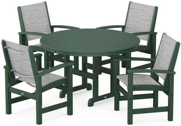 POLYWOOD® Dining Set - Coastal 5-Piece Round Farmhouse - PWS155-1