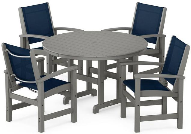 POLYWOOD® Dining Set - Coastal 5-Piece Round Farmhouse - PWS155-1