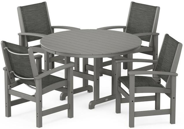 POLYWOOD® Dining Set - Coastal 5-Piece Round Farmhouse - PWS155-1