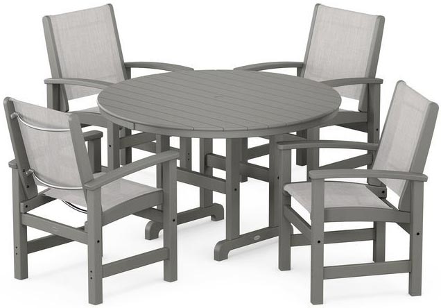 POLYWOOD® Dining Set - Coastal 5-Piece Round Farmhouse - PWS155-1