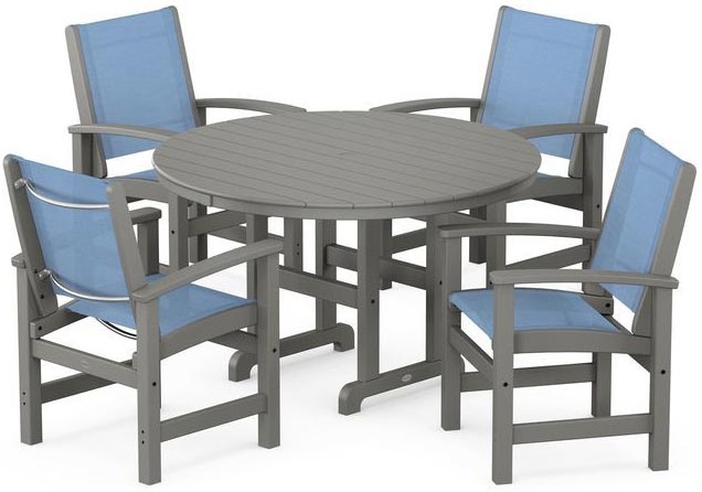 POLYWOOD® Dining Set - Coastal 5-Piece Round Farmhouse - PWS155-1