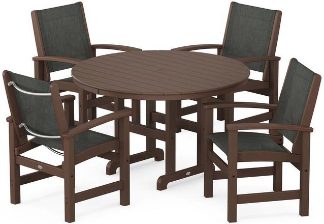 POLYWOOD® Dining Set - Coastal 5-Piece Round Farmhouse - PWS155-1