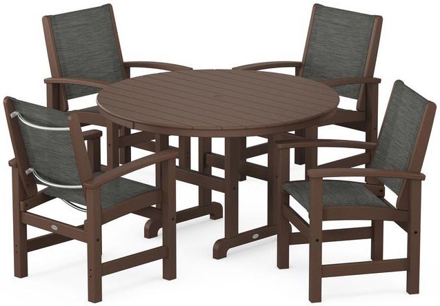 POLYWOOD® Dining Set - Coastal 5-Piece Round Farmhouse - PWS155-1