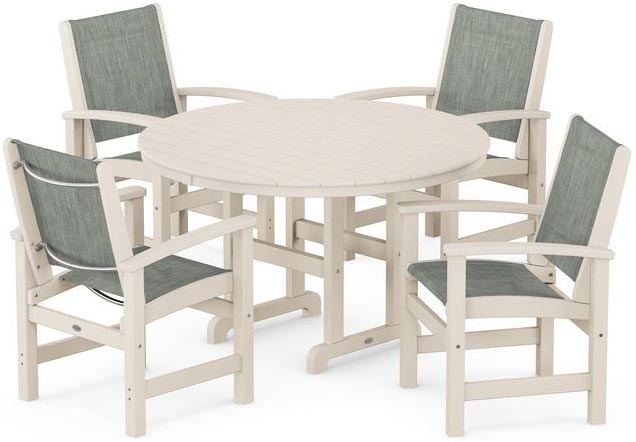 POLYWOOD® Dining Set - Coastal 5-Piece Round Farmhouse - PWS155-1