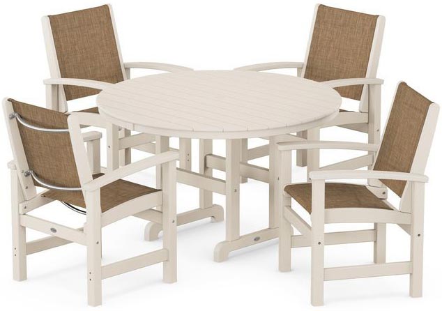 POLYWOOD® Dining Set - Coastal 5-Piece Round Farmhouse - PWS155-1