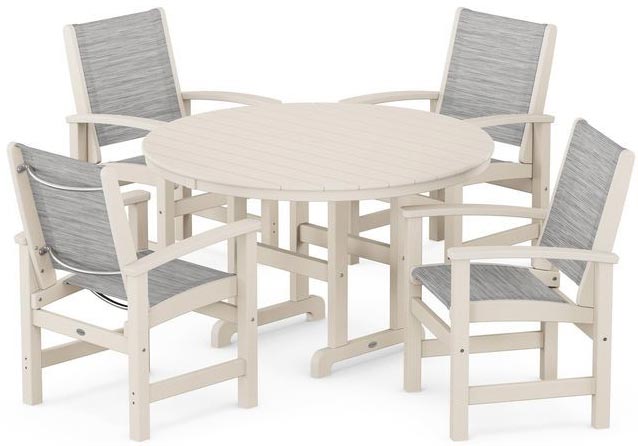 POLYWOOD® Dining Set - Coastal 5-Piece Round Farmhouse - PWS155-1