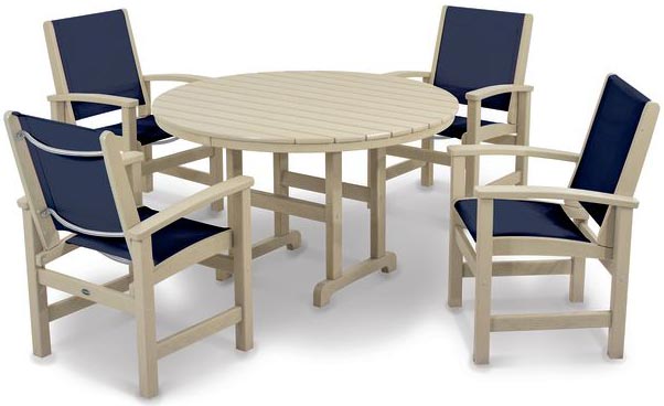 POLYWOOD® Dining Set - Coastal 5-Piece Round Farmhouse - PWS155-1