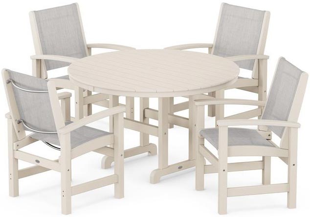 POLYWOOD® Dining Set - Coastal 5-Piece Round Farmhouse - PWS155-1