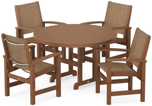 POLYWOOD® Dining Set - Coastal 5-Piece Round Farmhouse - PWS155-1