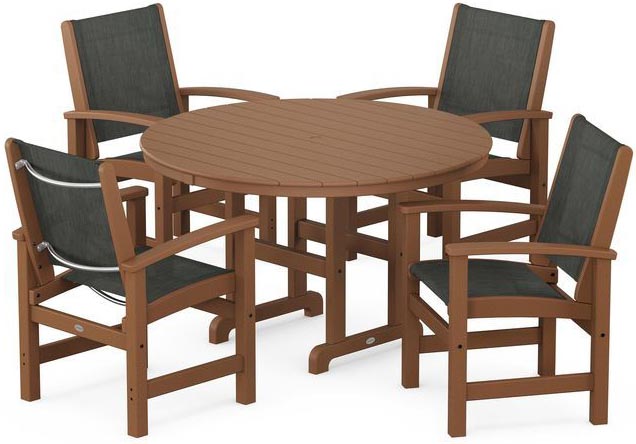 POLYWOOD® Dining Set - Coastal 5-Piece Round Farmhouse - PWS155-1