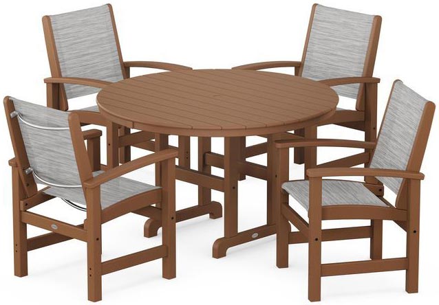 POLYWOOD® Dining Set - Coastal 5-Piece Round Farmhouse - PWS155-1