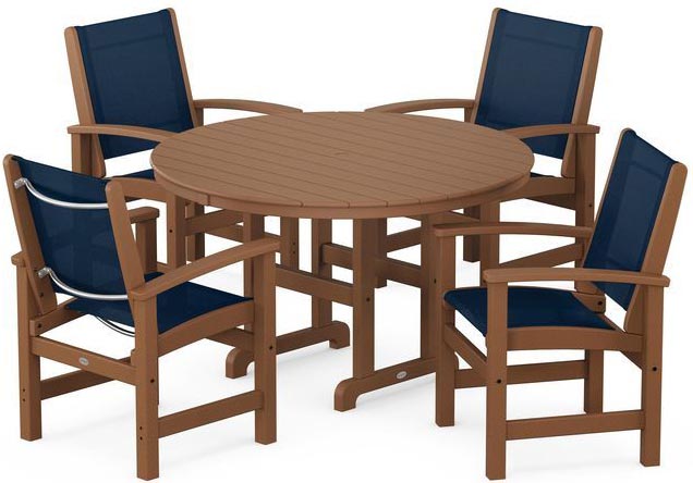 POLYWOOD® Dining Set - Coastal 5-Piece Round Farmhouse - PWS155-1