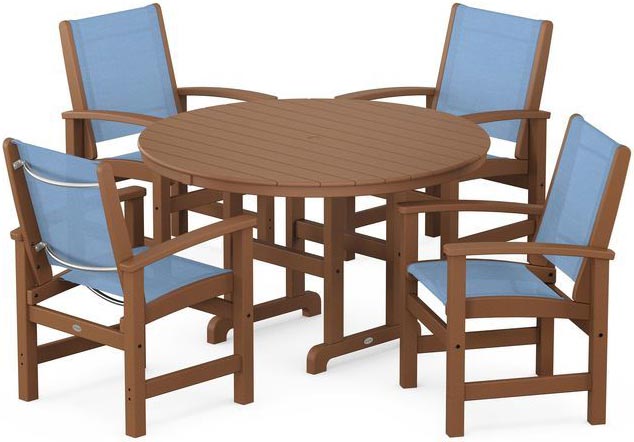 POLYWOOD® Dining Set - Coastal 5-Piece Round Farmhouse - PWS155-1