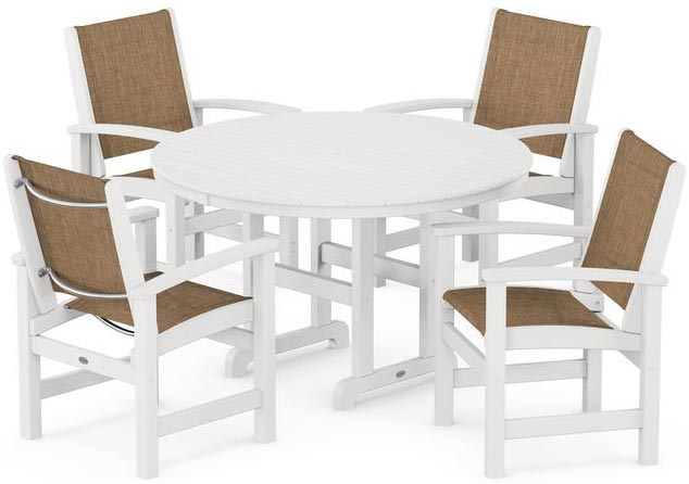 POLYWOOD® Dining Set - Coastal 5-Piece Round Farmhouse - PWS155-1