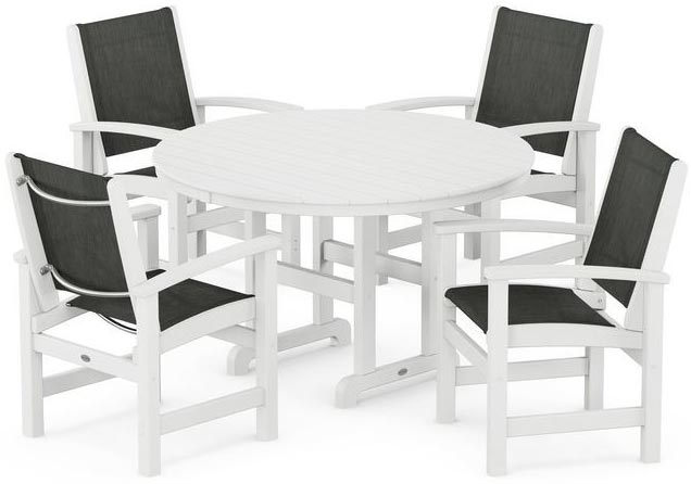 POLYWOOD® Dining Set - Coastal 5-Piece Round Farmhouse - PWS155-1