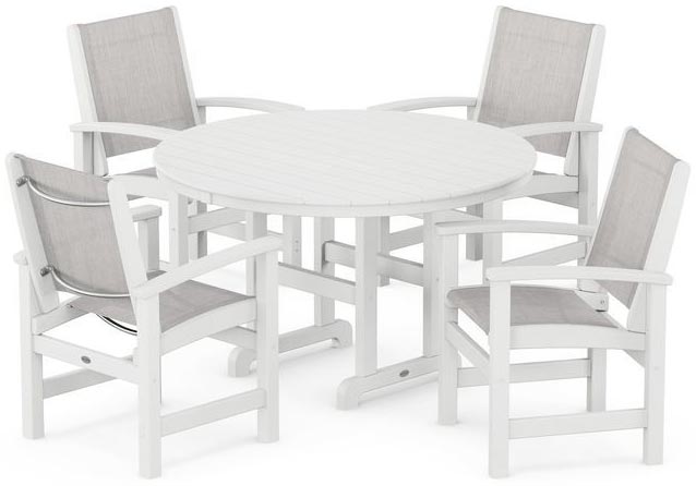 POLYWOOD® Dining Set - Coastal 5-Piece Round Farmhouse - PWS155-1