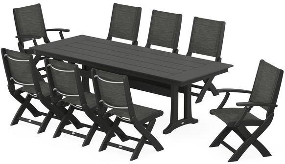 POLYWOOD® Dining Set - Coastal Folding 9-Piece with Trestle Legs - PWS1447-1