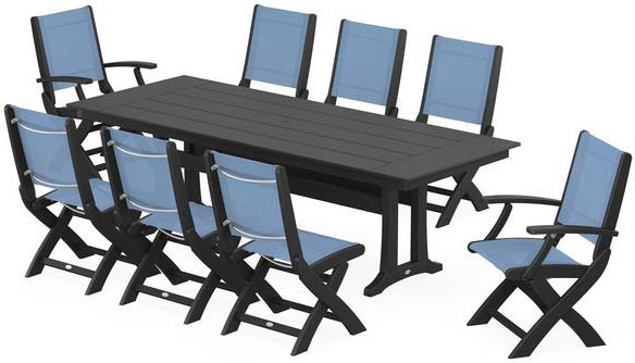 Polywood® Dining Set - Coastal Collection - Black Poolside