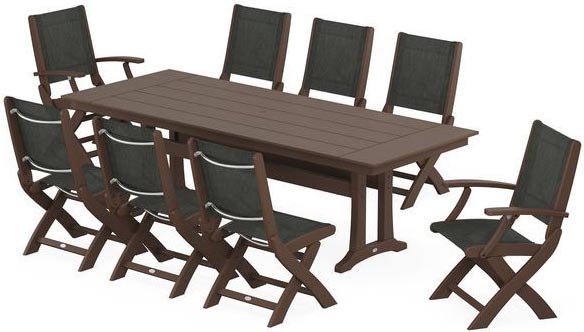 POLYWOOD® Dining Set - Coastal Folding 9-Piece with Trestle Legs - PWS1447-1