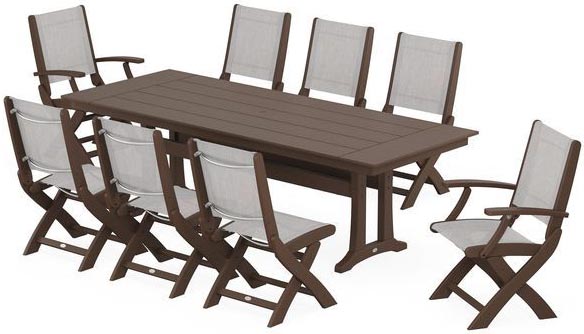 POLYWOOD® Dining Set - Coastal Folding 9-Piece with Trestle Legs - PWS1447-1