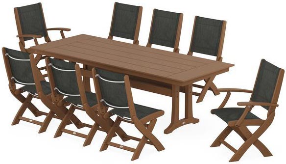 POLYWOOD® Dining Set - Coastal Folding 9-Piece with Trestle Legs - PWS1447-1