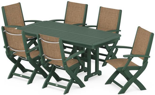 POLYWOOD® Dining Set - Coastal Folding Chair 7-Piece - PWS154-1