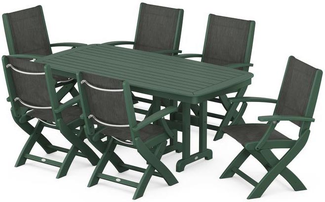 POLYWOOD® Dining Set - Coastal Folding Chair 7-Piece - PWS154-1