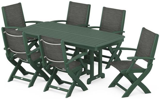 POLYWOOD® Dining Set - Coastal Folding Chair 7-Piece - PWS154-1