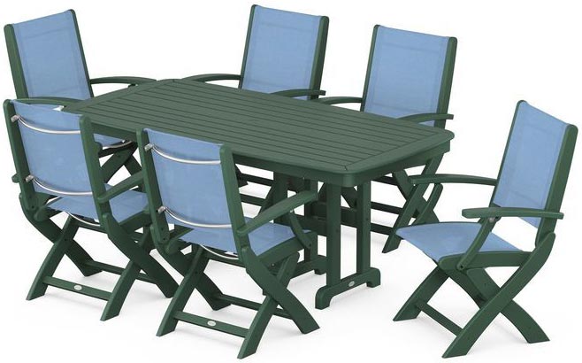 POLYWOOD® Dining Set - Coastal Folding Chair 7-Piece - PWS154-1