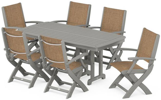 POLYWOOD® Dining Set - Coastal Folding Chair 7-Piece - PWS154-1