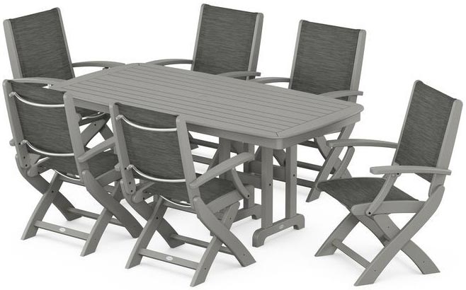 POLYWOOD® Dining Set - Coastal Folding Chair 7-Piece - PWS154-1