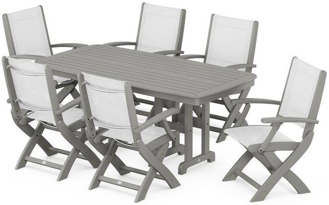 Folding Chair Dining Set by Polywood - Grey 