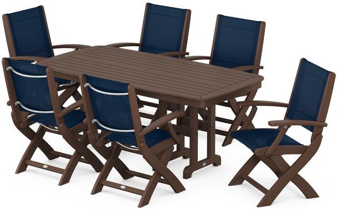 POLYWOOD® Dining Set - Coastal Folding Chair 7-Piece - PWS154-1